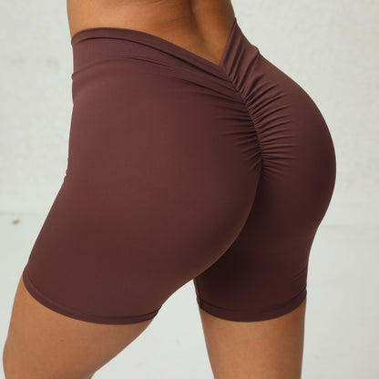 High Waisted Deep V Ruffled Butt Lifting Yoga Shorts No Show Lines for a Flawless Fit for Peachy Dreams and Active Lifestyles