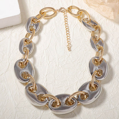 Exaggerated Hip-Hop Punk Style Geometric Interlocking Chain Necklace - Trendy Casual Streetwear for Women