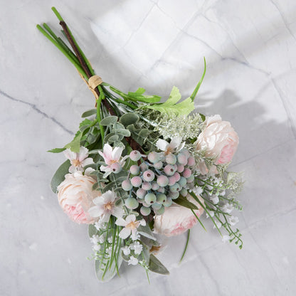 Stunning Artificial Juniper Berry Rose Bouquet - Perfect for Home Décor, Weddings, and Wall Art - CF01293