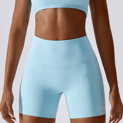 Candy Color Quick Dry Yoga Shorts Butt Lifting High Waisted Running Fitness Leggings Fit for Active Wear Style 8013