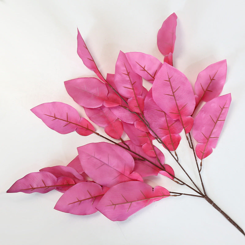 Realistic Faux Grapefruit Leaf Wedding Decoration: 4-Pronged Hanging Floral Accents with Versatile Persimmon Leaves for Stunning Event Décor