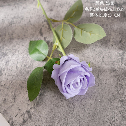 Luxurious Velvet Rose INS Pearl Faux Flower for Home Decor - Perfect for Holidays, Weddings, and Wall Decorations - MW03339