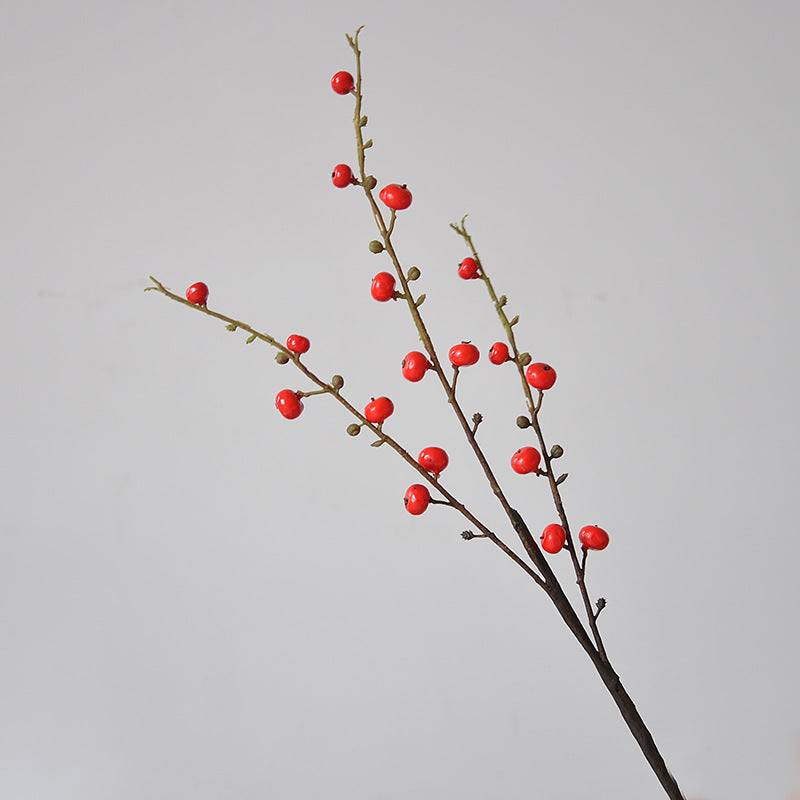 Lifelike Faux Crabapple Fruit Flower Arrangement - Perfect for Weddings, Home Décor, Hotels, and Berry Accents - Vibrant Red Decorative Fruit with Long-lasting Beauty