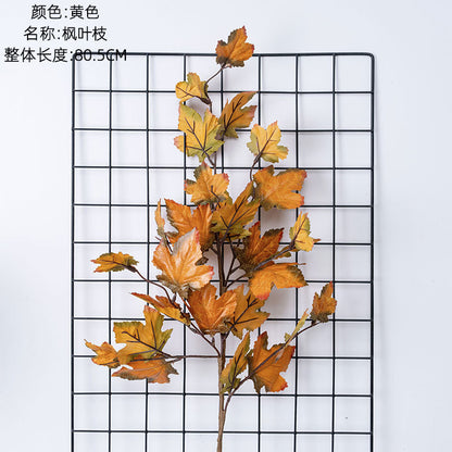 Stunning Artificial Rose Wall Décor with Maple Leaves – Perfect for Home Decoration and Wedding Bouquets – Realistic Faux Flowers (Model YC1045)