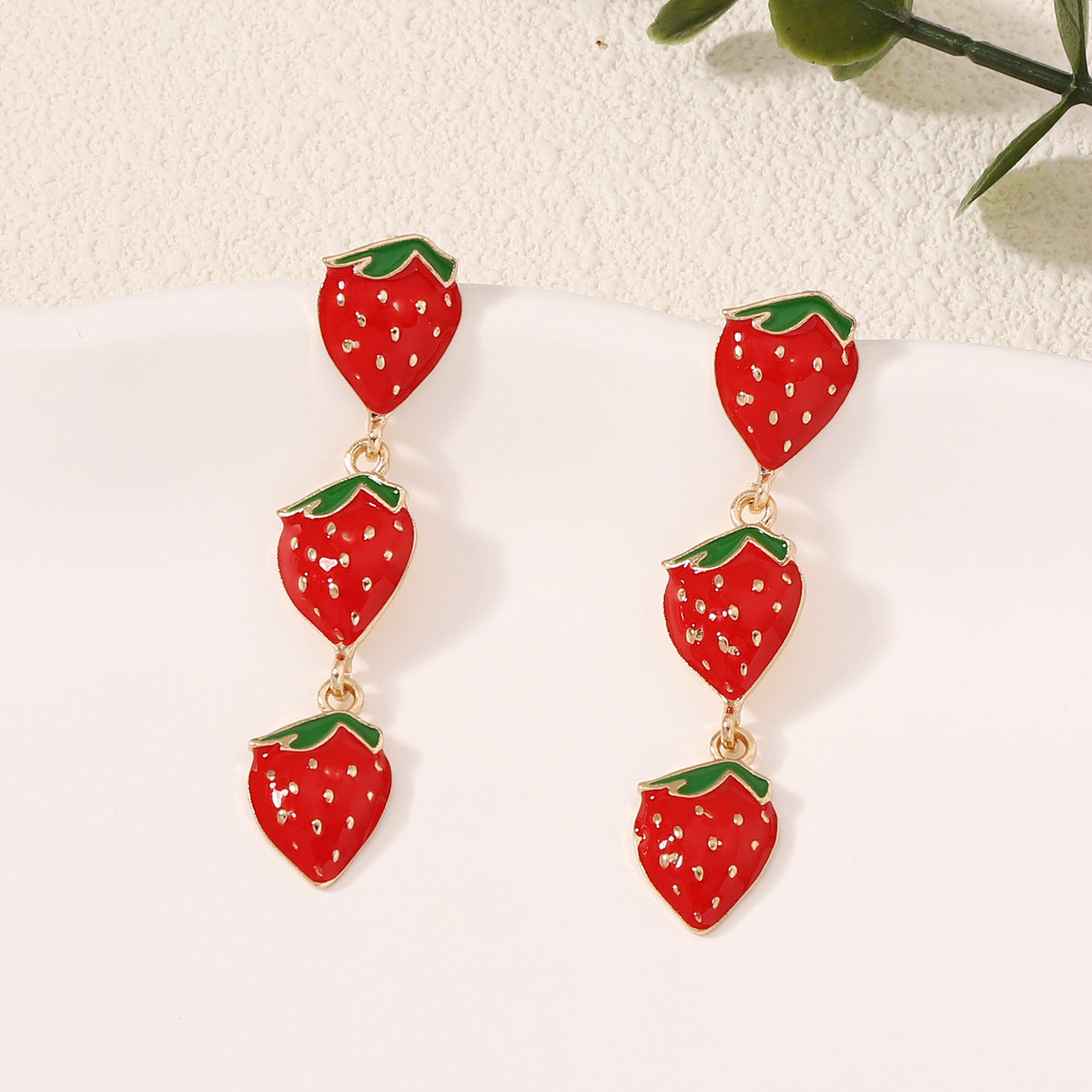 Chic Strawberry-Inspired Drip Oil Earrings - Unique, Luxurious, and Versatile Accessories for Women