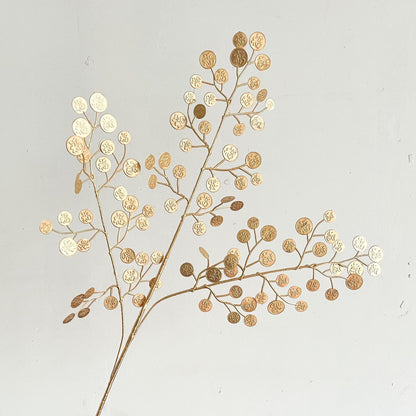 Stunning Gold Floral Arrangement with Ginkgo Leaves, Eucalyptus, and Red Berries - Perfect for New Year Celebrations and Elegant Wedding Decorations