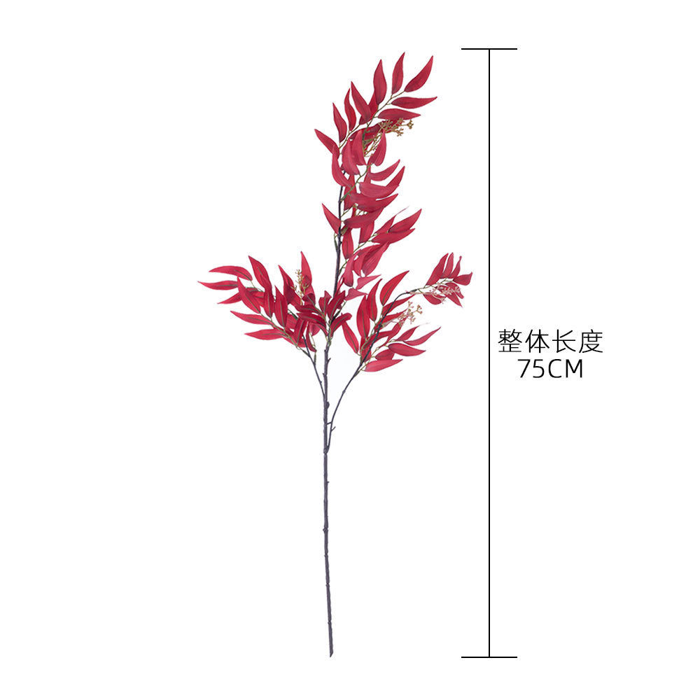 Elegant Faux Rose Wall Decor with Bamboo Leaf Branches - Perfect for Home Decoration and Wedding Bouquets - YC1049