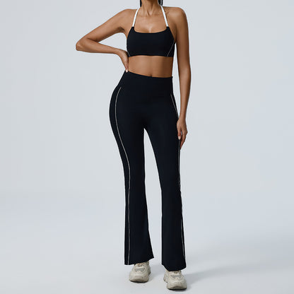 Elevate Your Workout with our Yoga Bra and High Waisted Wide Leg Pants Set Flattering Bell Bottoms for Comfort and Support