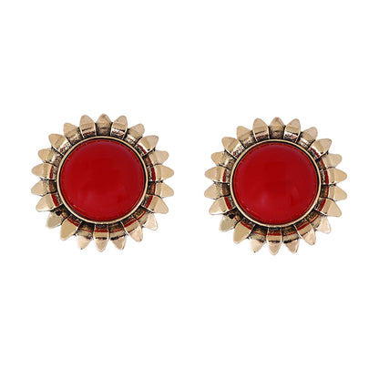 Chic Retro Luxury Geometric Sunflower Resin Alloy Stud Earrings for Women – Fashionable Statement Piece with Unique Design