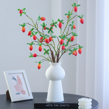 New Year Prosperity Bucket Decoration with Faux Green Plants, Illuminated Old Duck Persimmons, and Glimmering Gold Ball Photography Props for Weddings and Home Decor