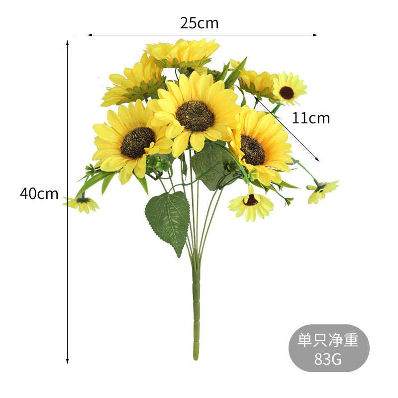 Stunning Faux Sunflower Bouquet with 7 Heads - Perfect for Wedding Bouquets, Home Décor, and Seasonal Displays