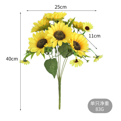 Stunning Faux Sunflower Bouquet with 7 Heads - Perfect for Wedding Bouquets, Home Décor, and Seasonal Displays