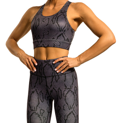 Fashionable Women's Snake Print Sports Bra and High Waisted Butt Lifting Leggings Yoga Set Fitness Outfit for Comfort and Performance