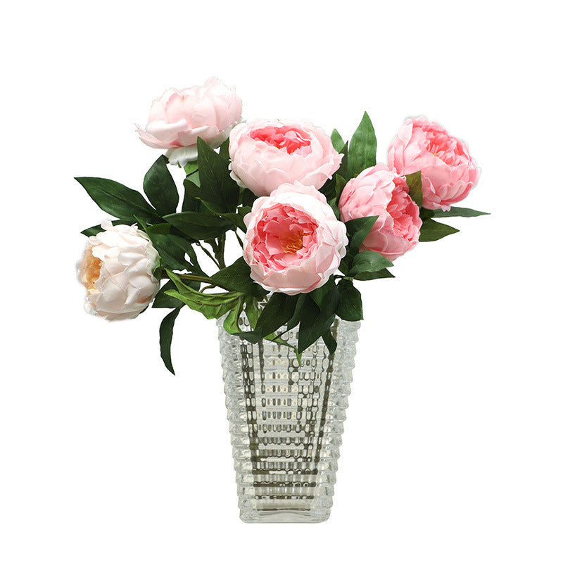 Luxurious Touch of Moisture with Realistic Peony Flower Bouquet - Perfect Home Décor Accent for Living Room Arrangements and Floral Displays