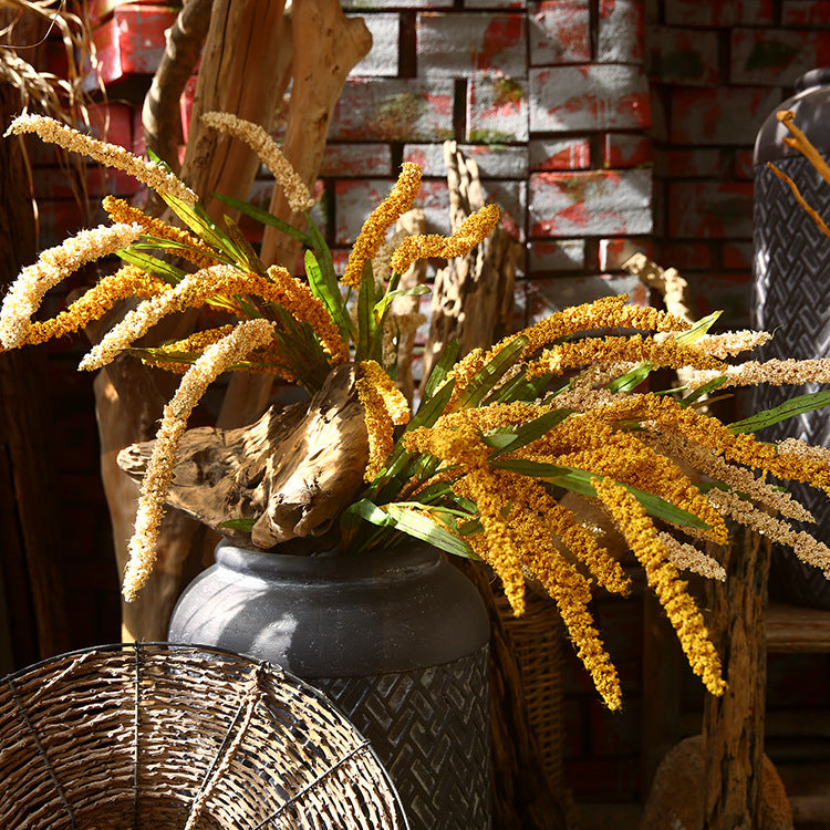 Realistic Long Grain Millet and Wheat Spike Flower - Perfect for Rustic Hotel, Farmhouse & Country Decor