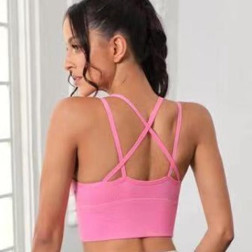 Seamless Crossback Sports Bra for Women Nylon Yoga Tank Top for Outdoor Running Shockproof Fitness and Comfortable Support