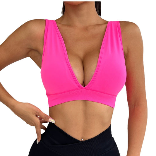 High Quality High Stretch Sports Yoga Tank Top Fitness Back Design Solid Color Bikini Style Athletic Bra for Comfort and Support