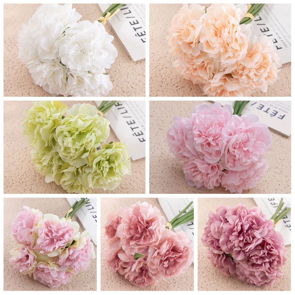 Realistic Peony Flower Bouquet - Lifelike Faux Floral Home Decor Craft for Weddings and Special Events - GF14921B