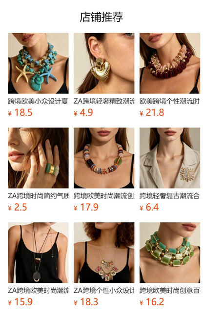Unique Custom Design Multi-Layered Resin Bead Necklace for Women - Vintage Chic with Versatile Style for Every Occasion
