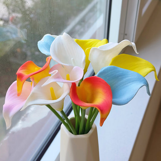 Realistic Miniature Calla Lily PU Artificial Flower Stem for Home Decor and Wedding Arrangements - Elegant and Versatile Floral Decoration