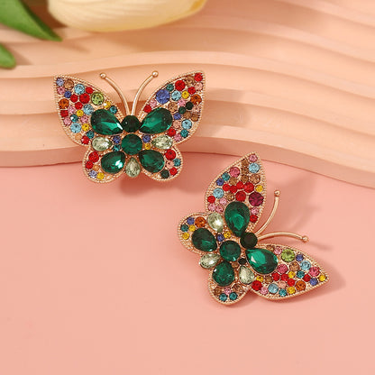 Stylish Animal-Inspired Butterfly Earrings with Colorful Crystals -  Quality Alloy for Unique Fashion Lovers