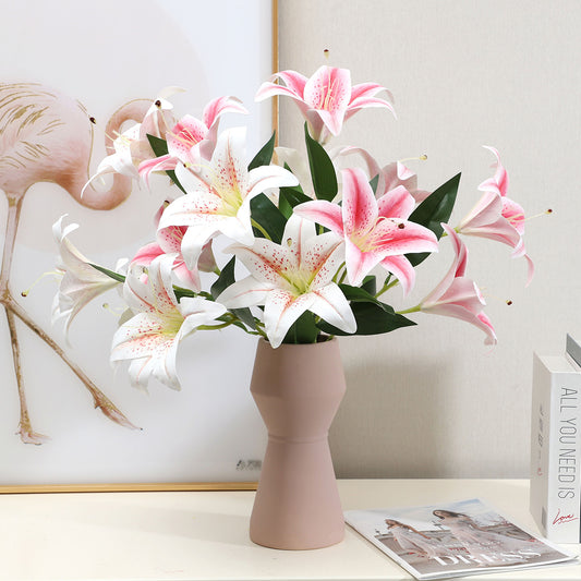 7-Head Artificial Lily Flower Arrangement for Weddings and Home Decor - Stunning Indoor Decoration Piece