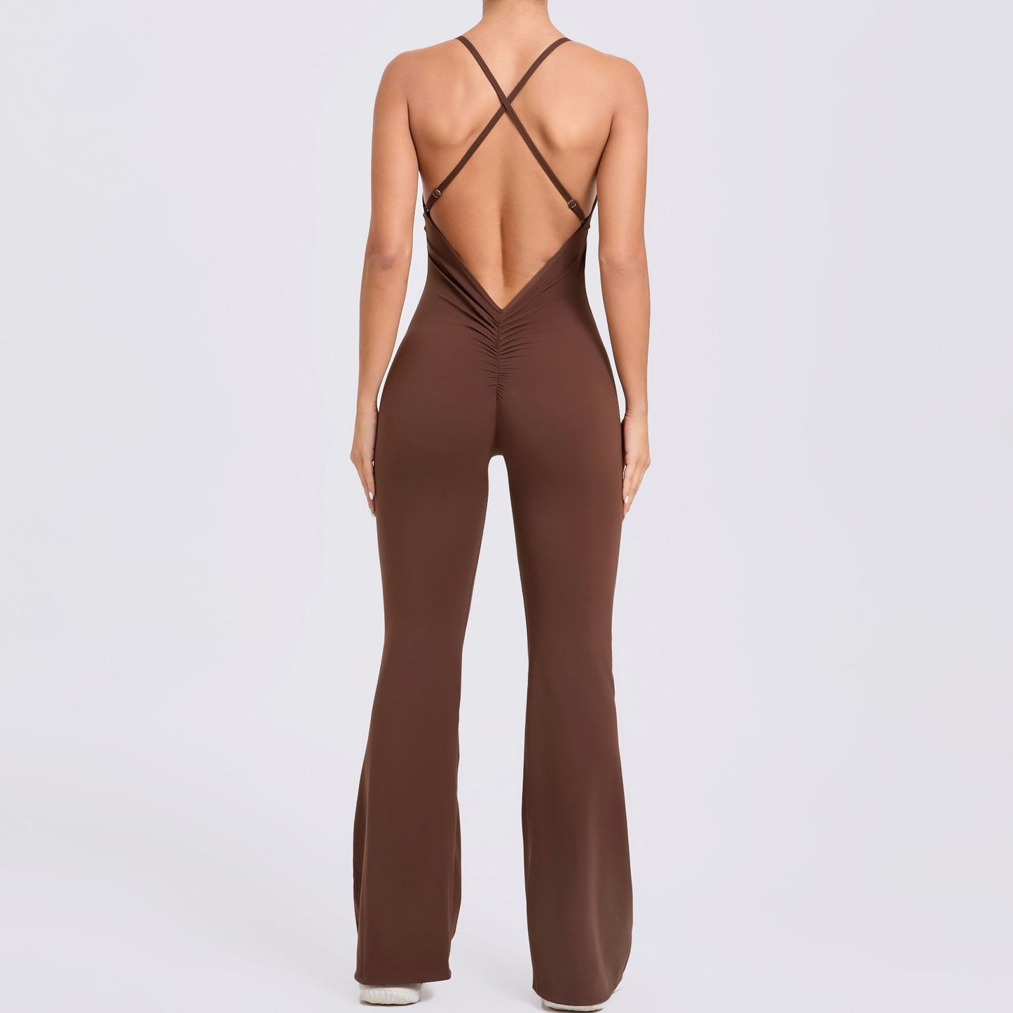 Adjustable Strap Spandex Yoga Jumpsuit with Hollow Design Sculpting Bodysuit for Enhanced Curves Comfort in Fitness Activities