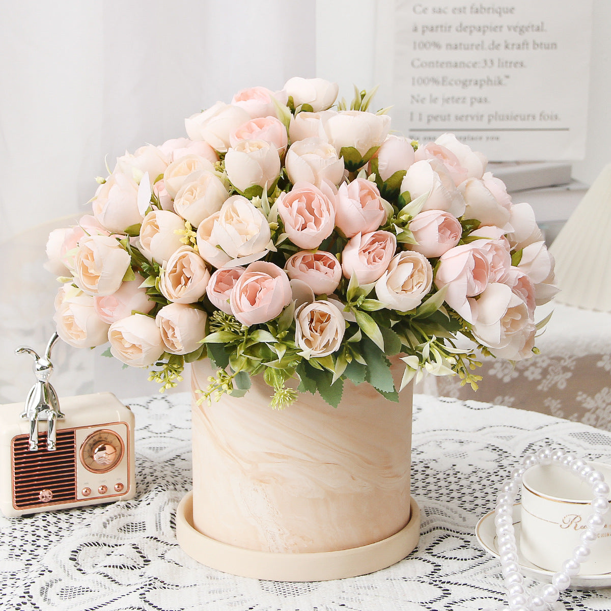 Dreamy Peony Flower Buds - Lifelike Faux Flowers for Home Decor - Stunning Rose-Inspired Artificial Bouquet for Timeless Elegance