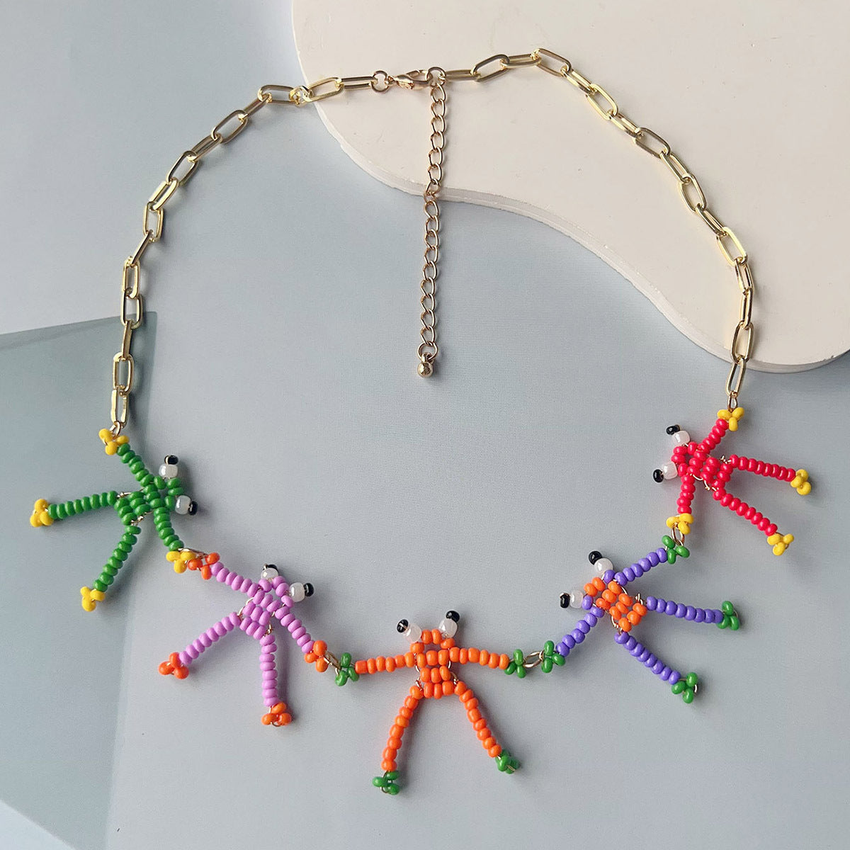 Chic Korean-Inspired Handmade Unique Frog and Bee Animal Pendant Chain Necklace - Creative Design for Nature Lovers