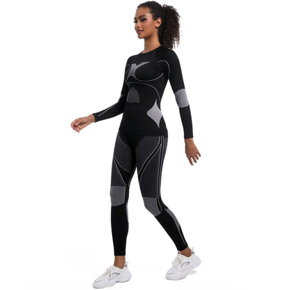 Seamless Tight Fitting Long Sleeve Sports Bodysuit Set for Women Ideal Cycling Yoga Fitness and Skiing Outfit with Enhanced Comfort Flexibility