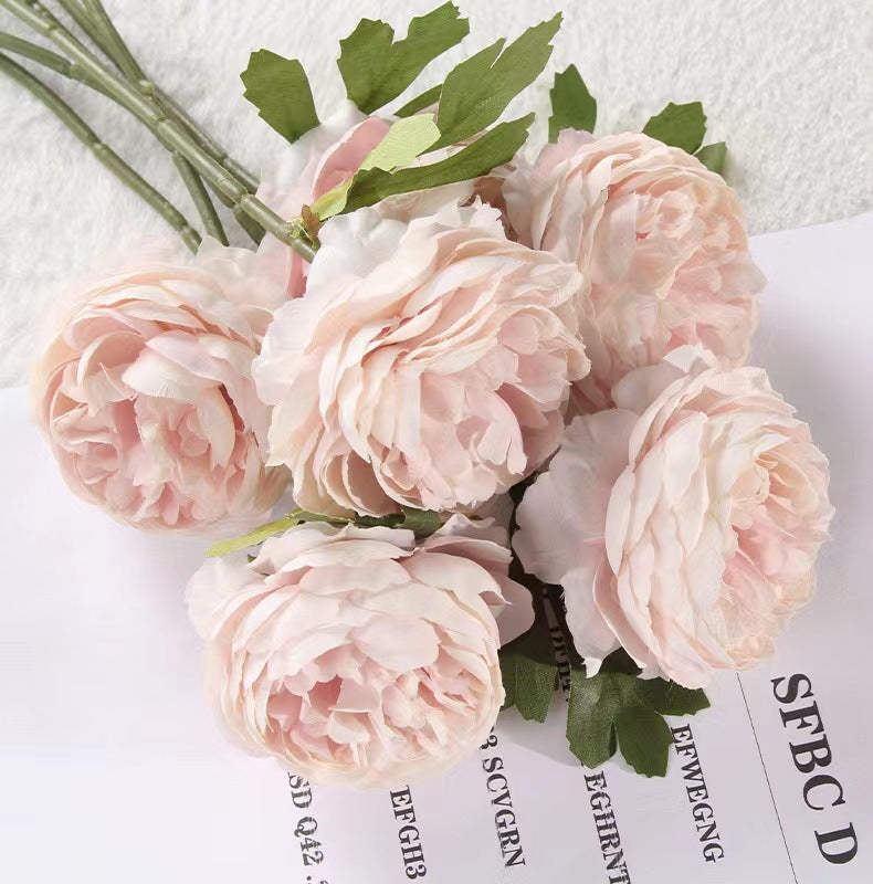 Realistic Single Peony Silk Flower for Home Decor - Beautiful Faux Camellia Bouquet Perfect for Living Room Accent