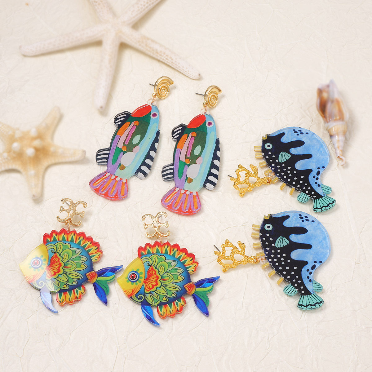 Charming Tropical Fish Series Acrylic Drop Earrings - Trendy Vacation-Inspired Jewelry for a Unique Touch