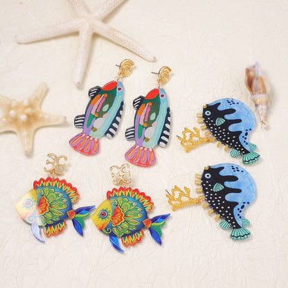 Charming Tropical Fish Series Acrylic Drop Earrings - Trendy Vacation-Inspired Jewelry for a Unique Touch