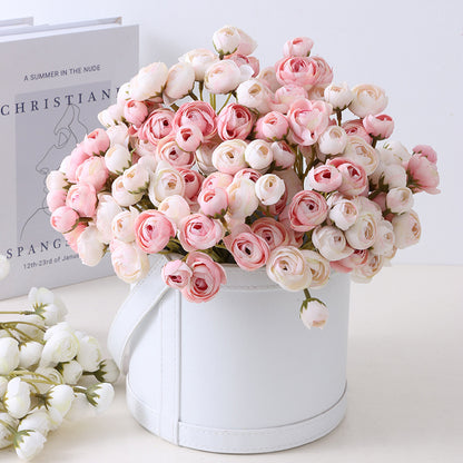 Realistic Multi-Headed Camellia Flower Bouquet - Nordic Minimalist Artificial Décor for Fresh and Charming Home Accents