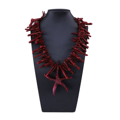 Stunning Ocean-Inspired Statement Necklace with Unique Faux Coral and Large Starfish Pendant - Casual Chic Luxury for Women