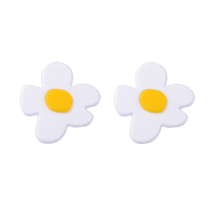 Charming Minimalist Acrylic Cartoon Flower Earrings – Versatile and Cute Accessories for Everyday Wear and Commuting