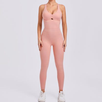 Cross Adjustable Shoulder Strap Bodysuit for Yoga Dance Fitness High Waisted Body Sculpting Peach Butt Enhancing Activewear