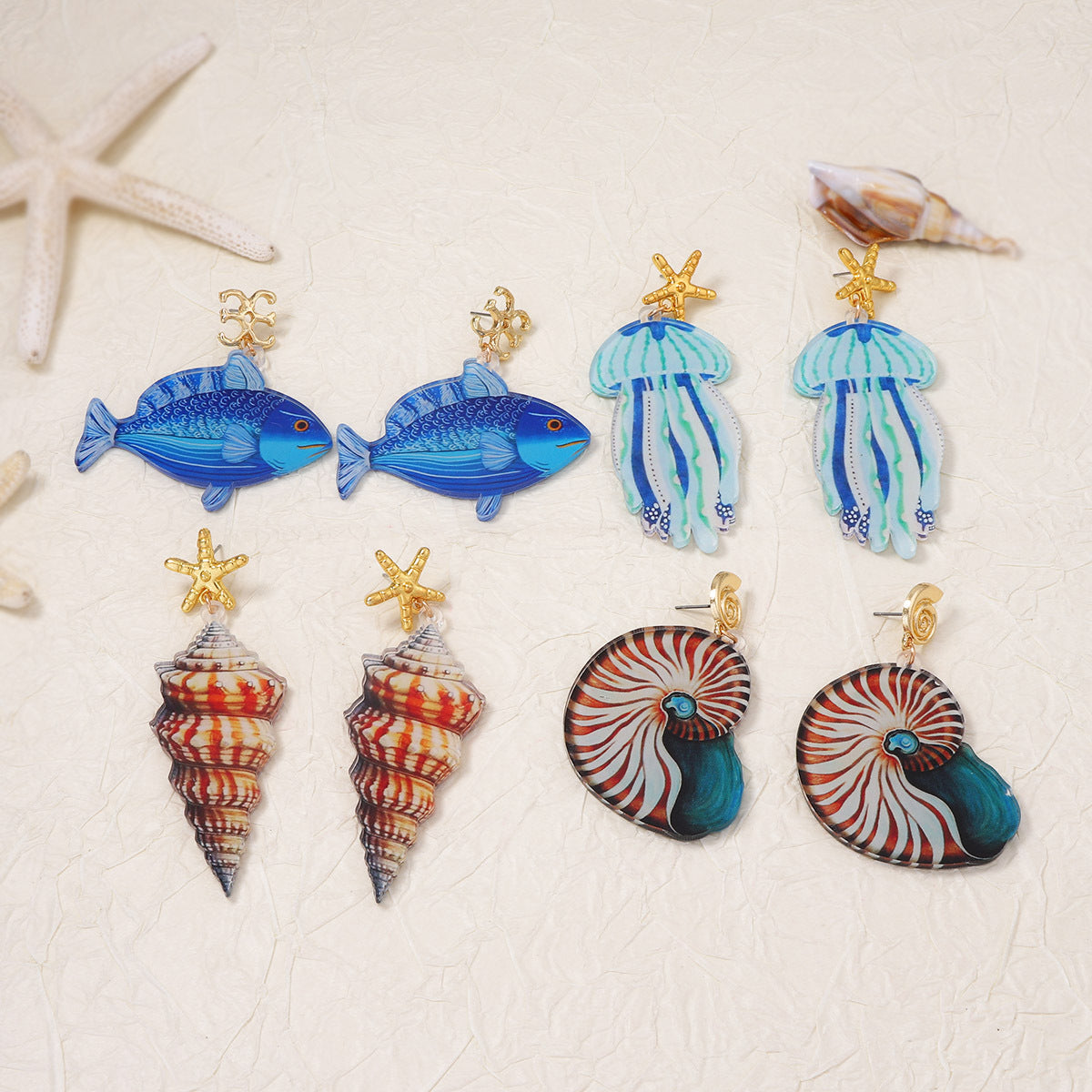 Stylish Acrylic Ocean-Inspired Earrings for Women - Unique Minimalist Design, Versatile for Any Outfit
