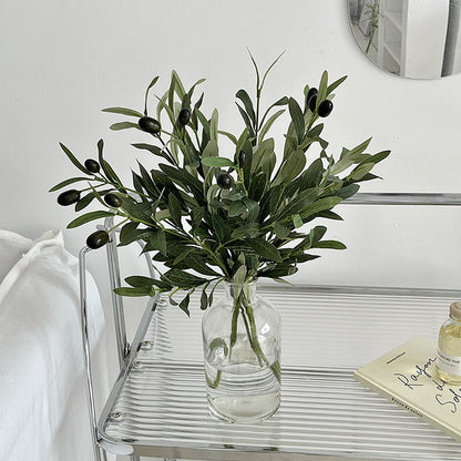 Realistic 4-Pronged Olive Branch - Lifelike Olive Leaf Greenery for Home Decor, Wedding Venue Flowers & Floral Arrangements