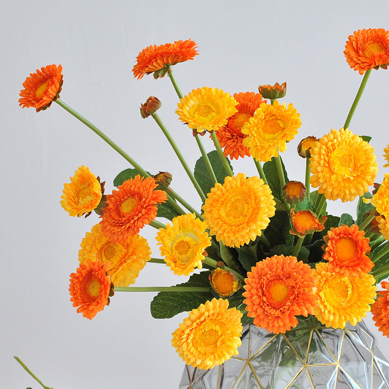 Realistic Gold Plume Marigold Artificial Flowers - Set of 3 Fresh & Vibrant Home Decor for Weddings and Special Events