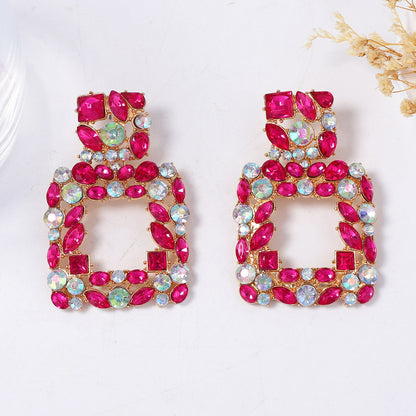 Chic Geometric Square Diamond-Studded Earrings for Unique, Versatile Style - Perfect for Parties and Everyday Wear