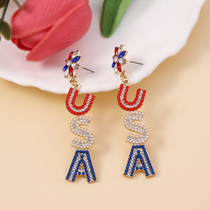 USA Flag Earrings with Stunning Pearl and Diamond Accents – Celebrate Independence Day in Style with Patriotic Jewelry for Parties and Events
