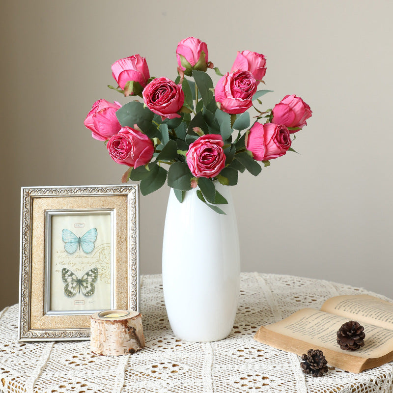 Stunning Handcrafted Faux Rose with Romantic Charred Edges - Perfect for Living Room and Dining Table Décor