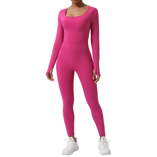 Quick Dry Backless Yoga Bodysuit Long Sleeve Compression Workout Outfit for Lifted Glutes and Enhanced Performance