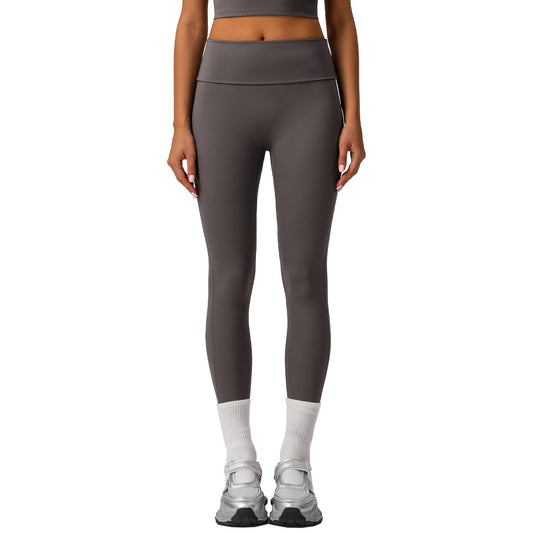 High Waisted Compression Leggings with Folded Cuff Quick Dry Yoga Pants for Comfort and Support No Show Design for Versatile Gym and Casual Wear