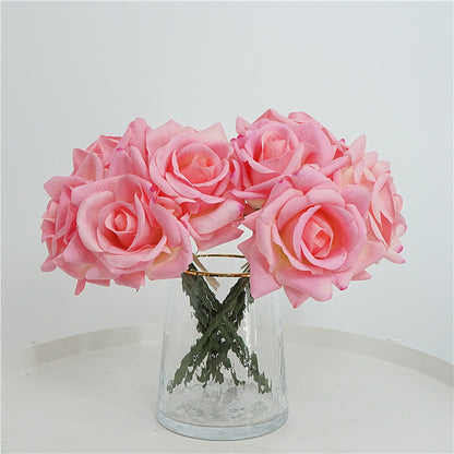 Luxurious Touch Realistic Moisturizing Silk Rose Bouquet for Weddings - Stunning Bride's Handheld Floral Arrangement for Home Décor and Table Centerpieces