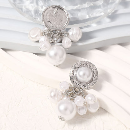 Chic Minimalist Irregular Pearl Tassel Earrings for Women - Unique Design for a Stylish Look