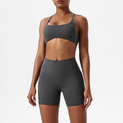 High Waisted Yoga Set Butt Lifting Shorts Sports Bra and Comfortable Yoga Pants for Fitness and Flexibility