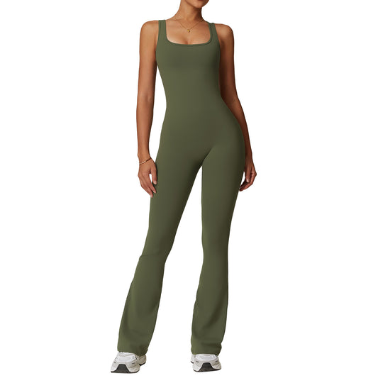 Slimming Quick Dry Yoga Jumpsuit for Women Body Hugging Tummy Control Flared Fitness Apparel for Optimal Comfort and Style