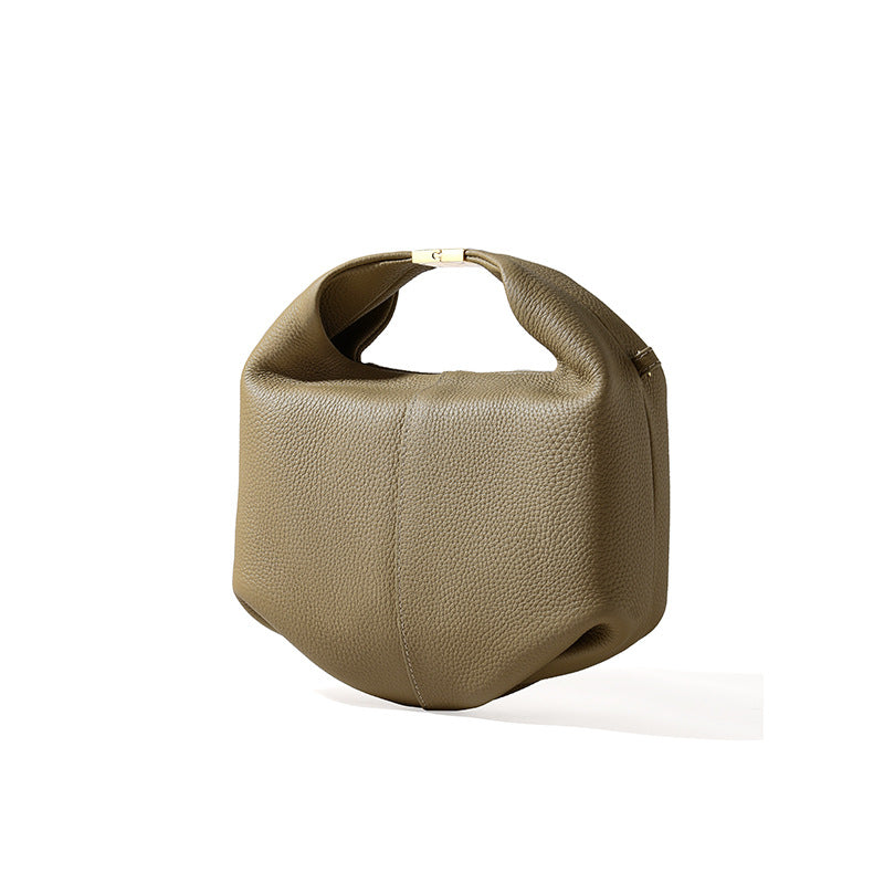 Luxurious French Leather Handbag for Women Textured Cowhide Tote Bag Commuter and Versatile Lunch Bag